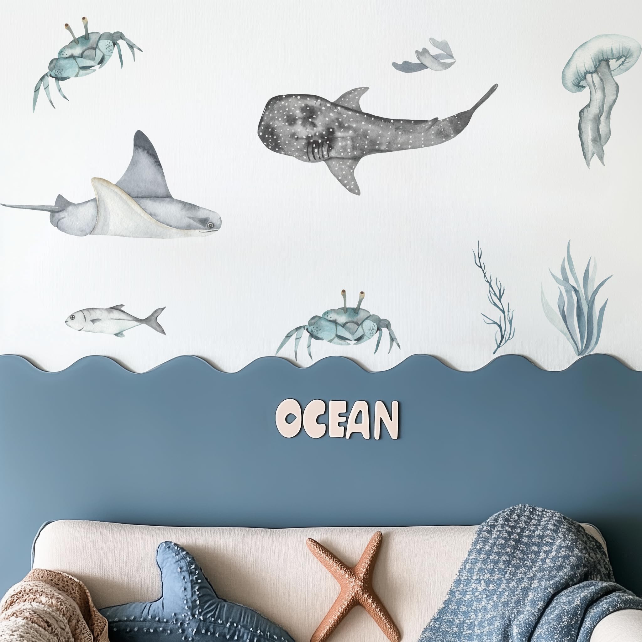 QUCHENG Ocean wall decals mixed-designs—custom ocean panorama option