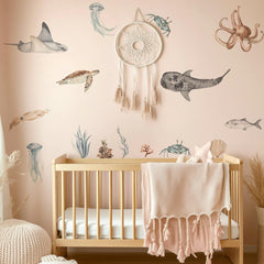 QUCHENG Ocean wall decals octopus—playful centerpiece for kid decor