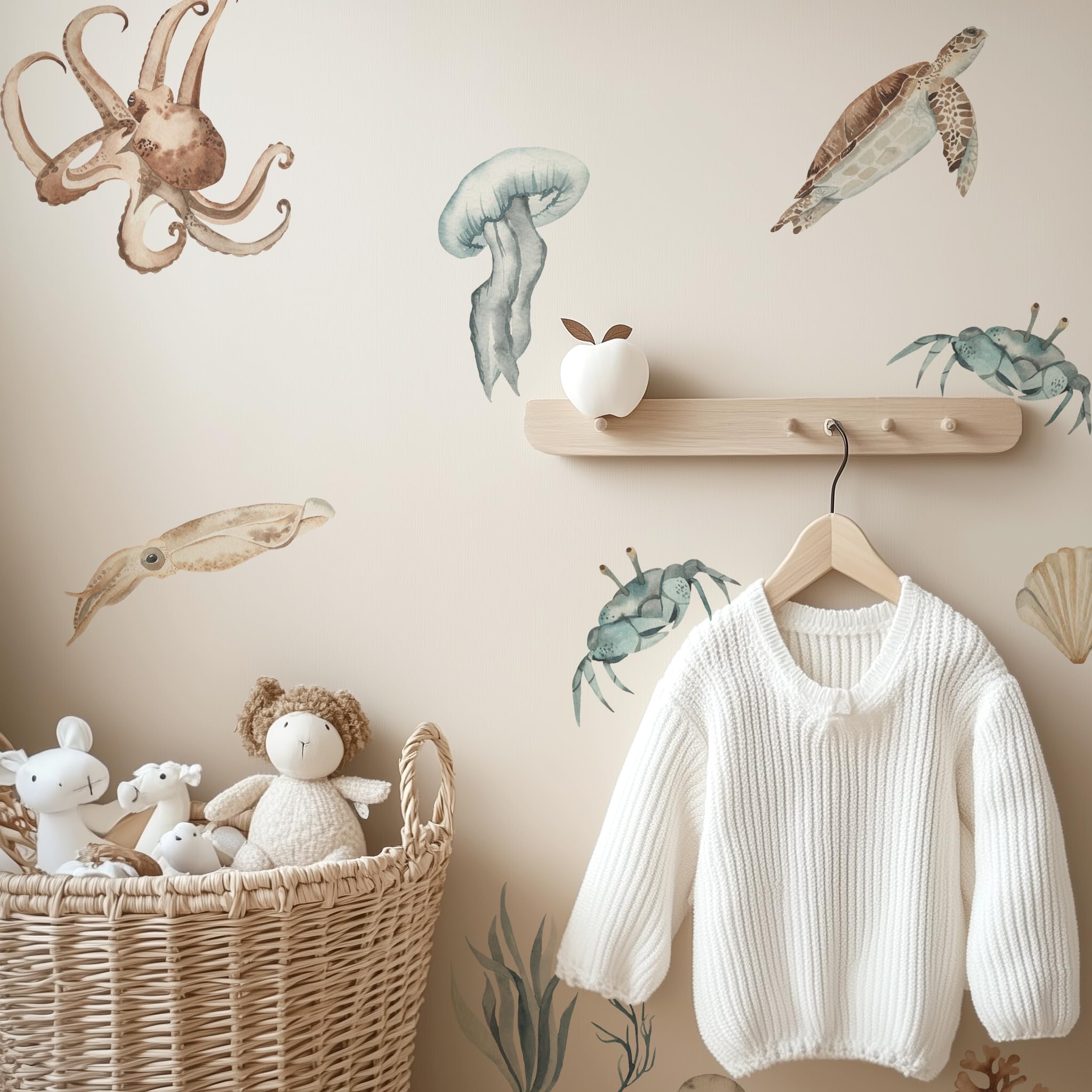 QUCHENG Ocean wall decals scroll-layout—easy setup and layout planning