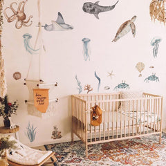 QUCHENG Ocean wall decals shell—bright coastal charm for shelves