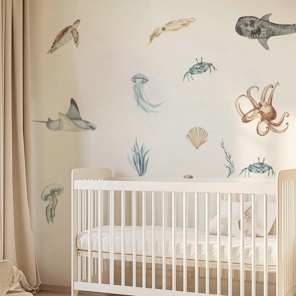 QUCHENG Ocean wall decals starfish—soft coastal touch for nurseries