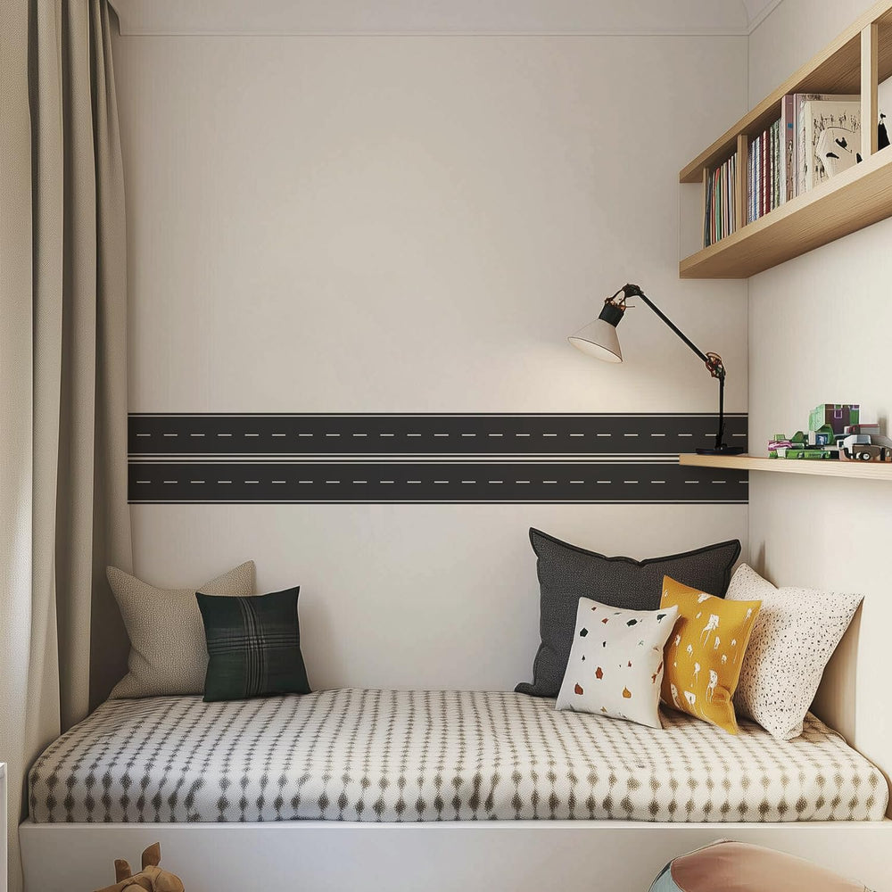 QUCHENG road-themed wall decal suitable for office, kitchen, or nursery