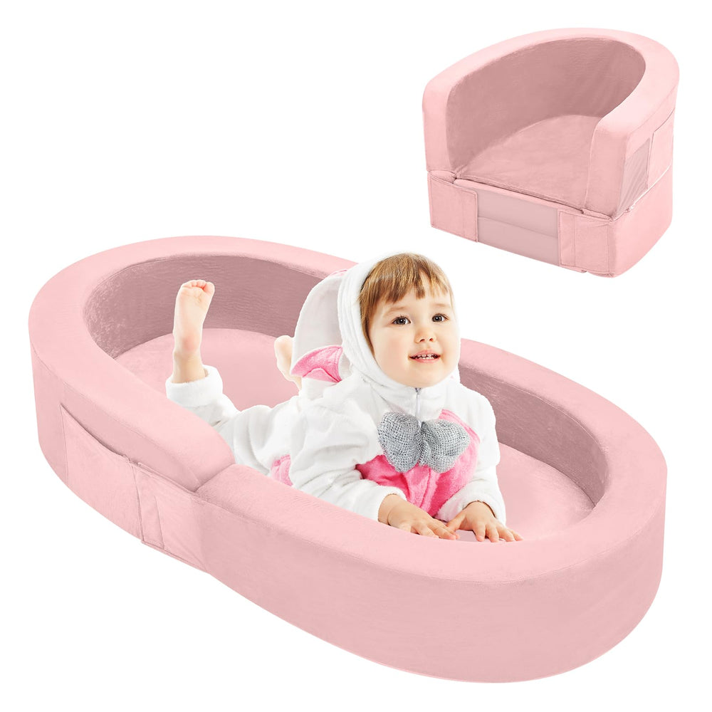 QUCHI toddler travel bed folded compact showing space-saving design for small rooms