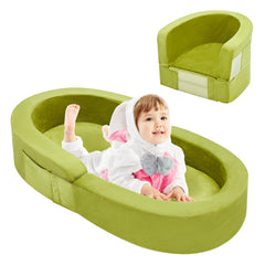 QUCHI toddler travel bed folded compact for easy storage and travel.