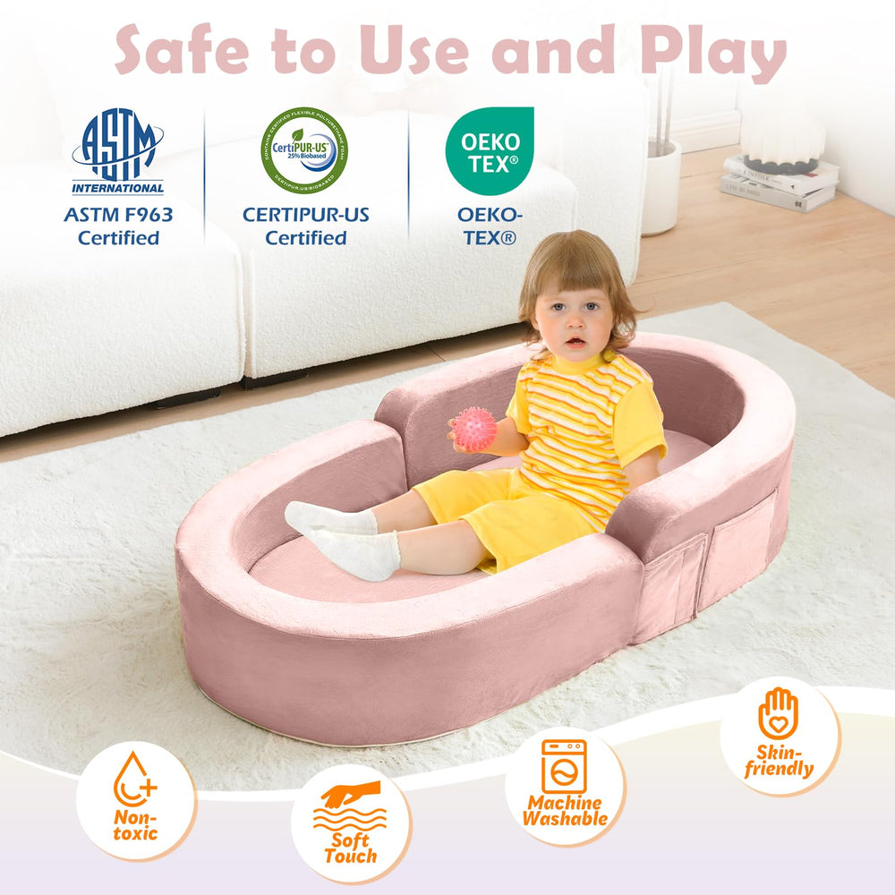 QUCHI toddler travel bed high-density foam delivers solid support