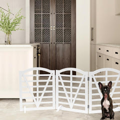 QUCHRYO wooden dog gate folded compact design, convenient for quick storage.