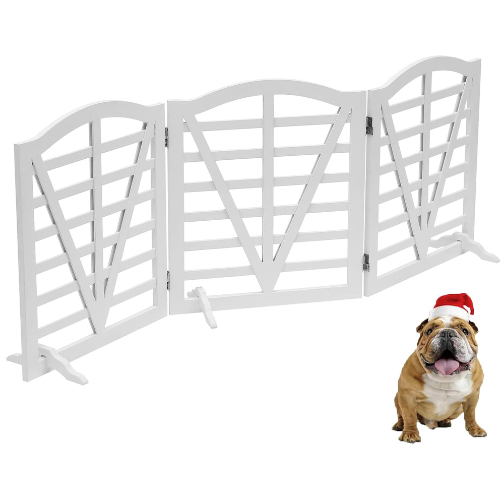 QUCHRYO wooden dog gate free-standing shows easy room separation for pets and families.
