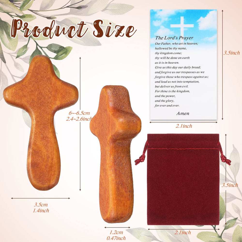 Queekay handheld wooden cross in hand-friendly size for daily prayer