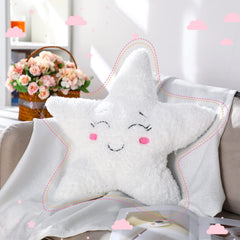 Queekay Moon Pillow close-up reveals fluffy, durable fabric.