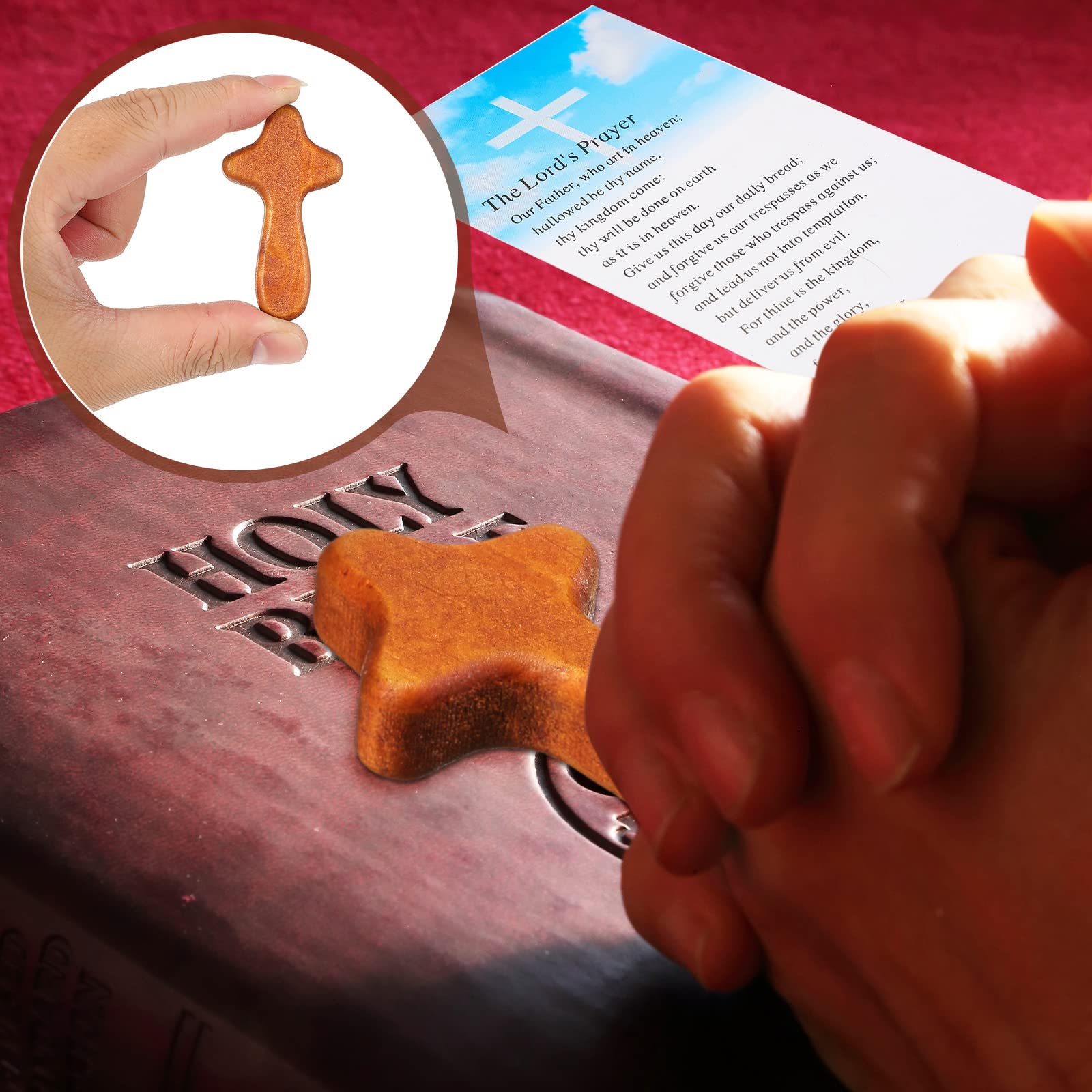 Queekay prayer cards with crosses encourage personal reflections.