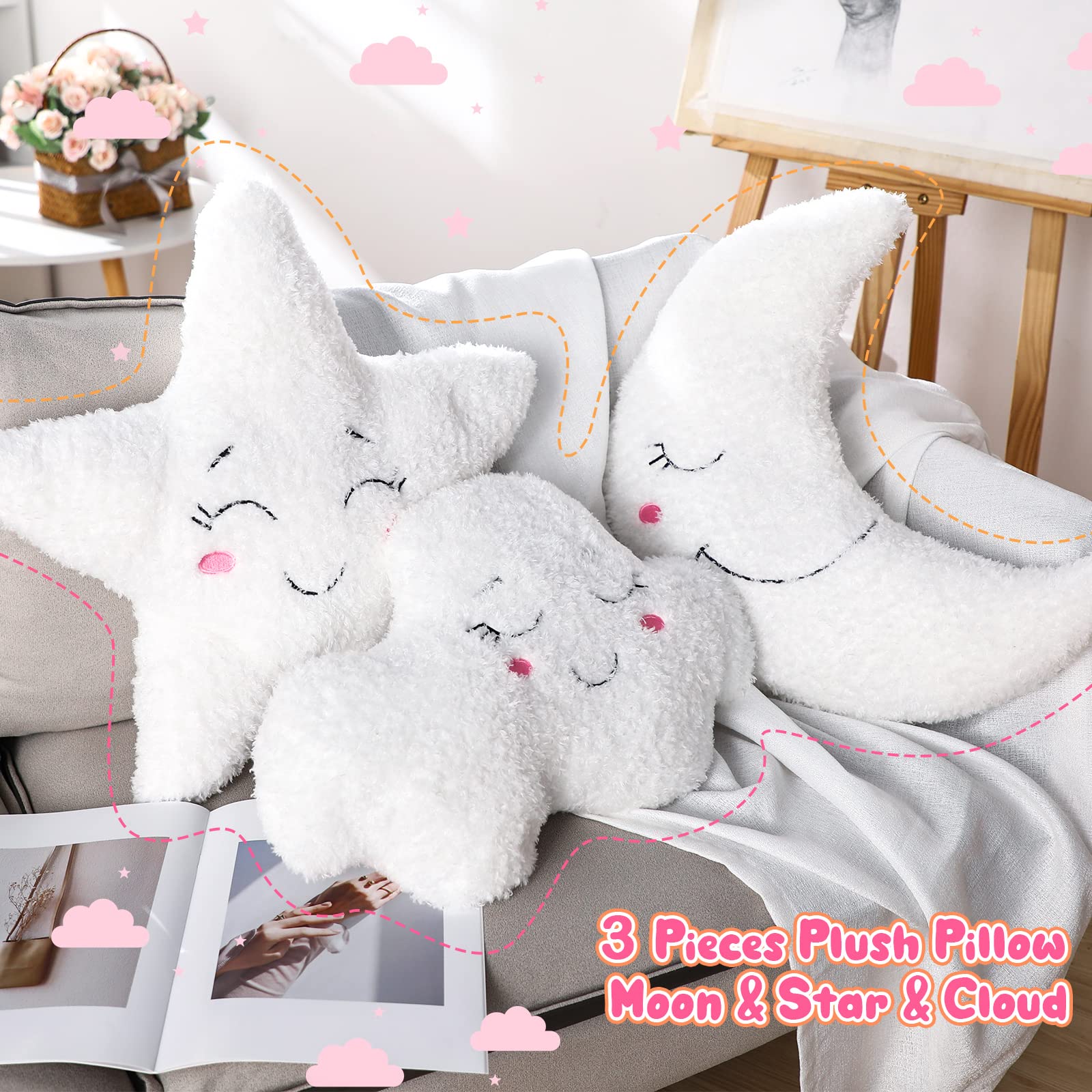 Queekay Star Plush Pillow adds playful charm and support.