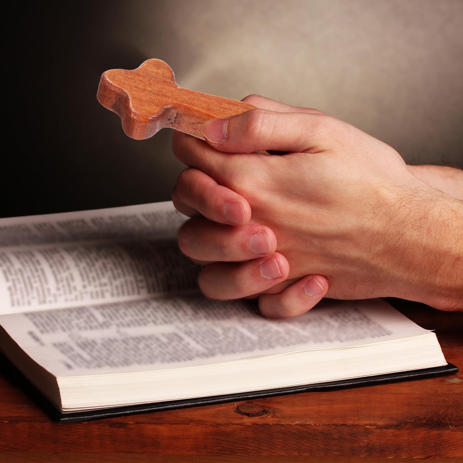 Queekay-wooden-cross-closeup reveals natural wood texture and warmth.