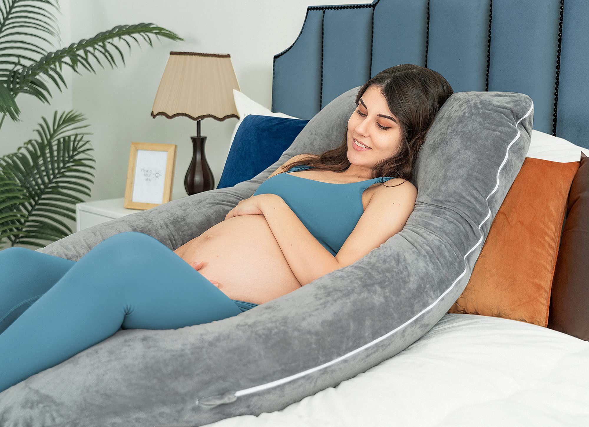 Queen Rose full-body pillow supports nursing, reading, and TV time.