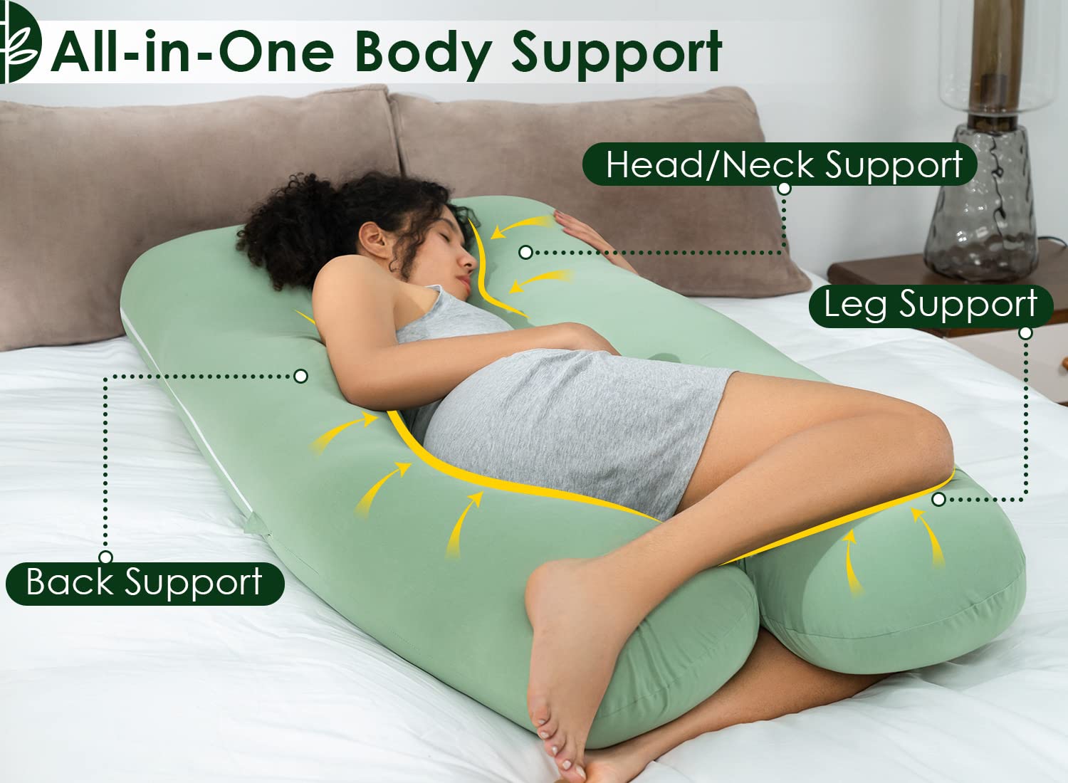 QUEEN ROSE buttery-soft maternity pillow providing back and belly comfort