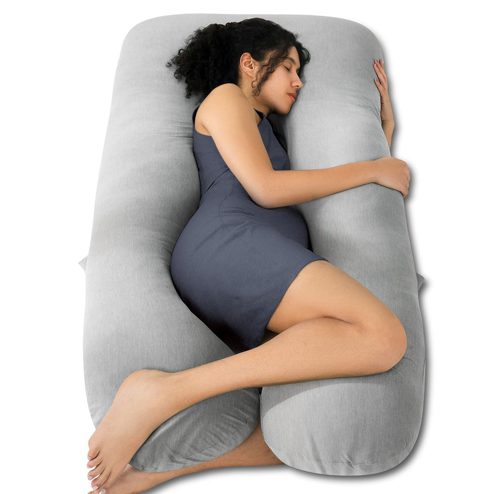 QUEEN ROSE pregnancy pillow 55in U-shape provides full-body support for comfortable sleep.