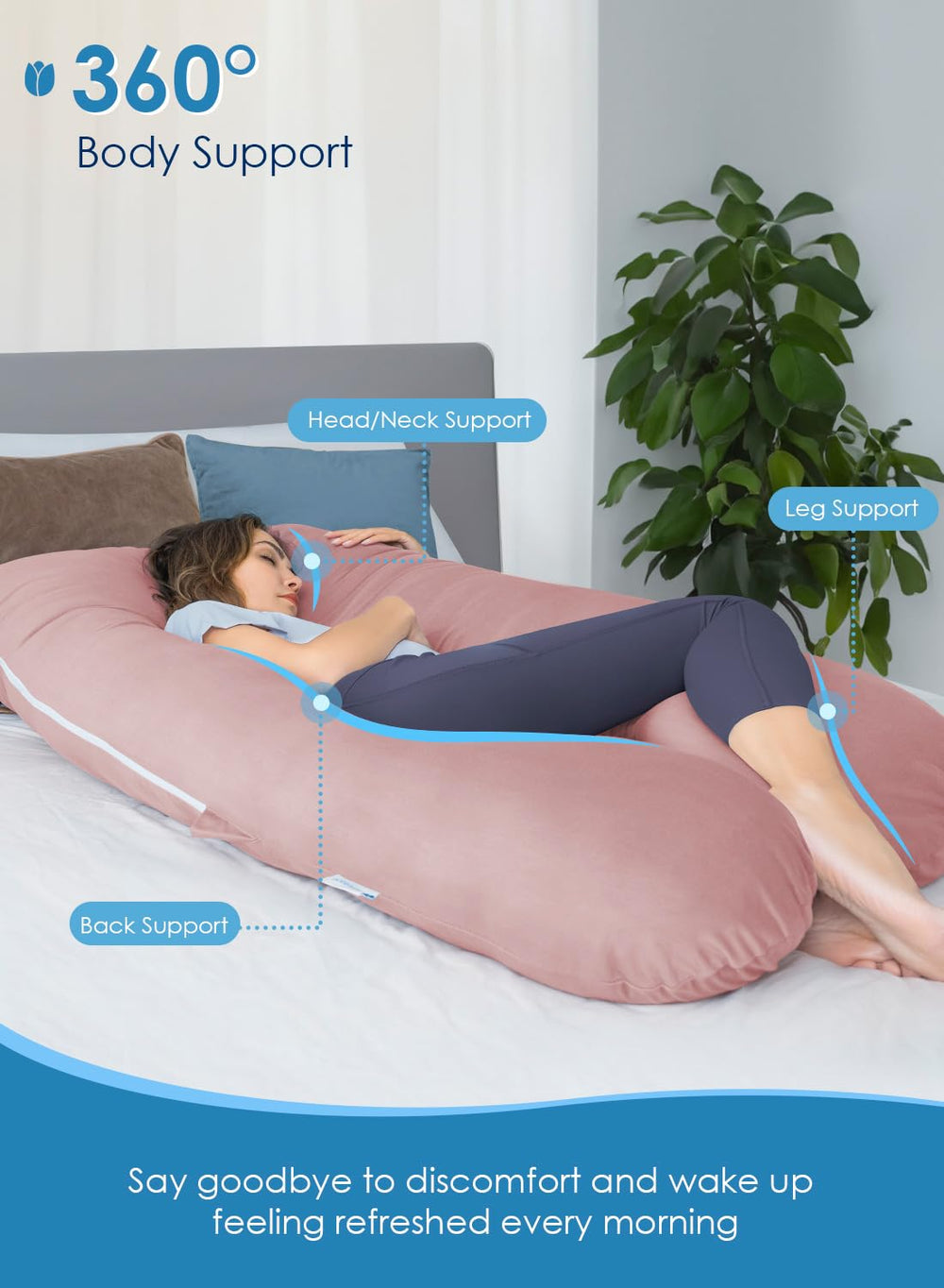 QUEEN ROSE maternity pillow silky-soft cover helps skin stay breathable and smooth.