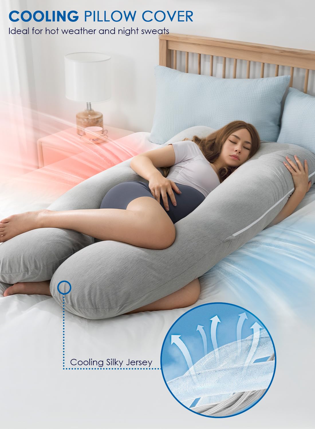 QUEEN ROSE U-shape supports head, back, hips, and legs during rest.