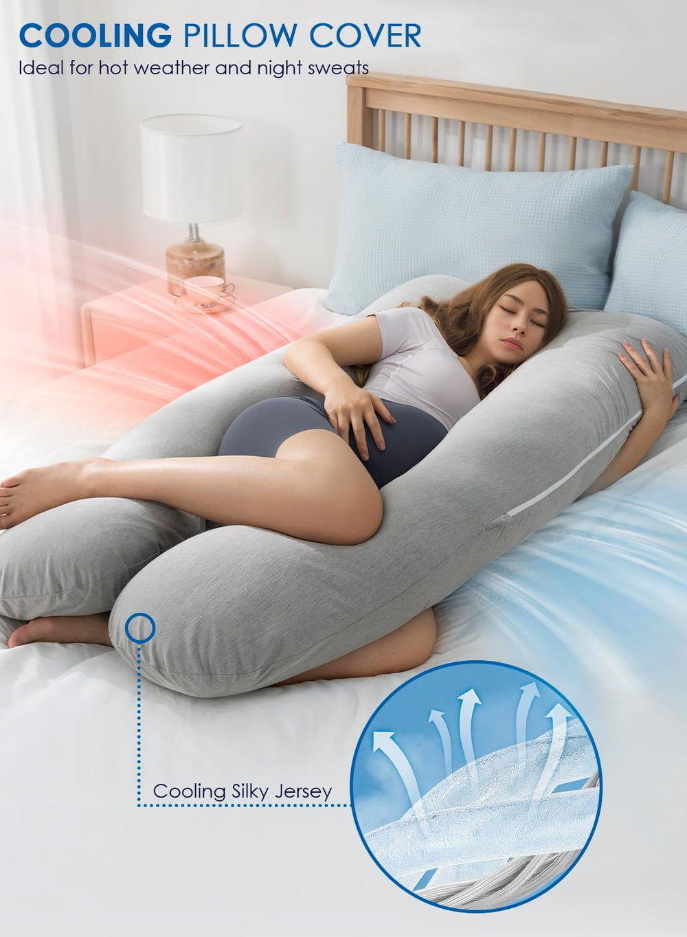 QUEEN ROSE U-shape supports head, back, hips, and legs during rest.