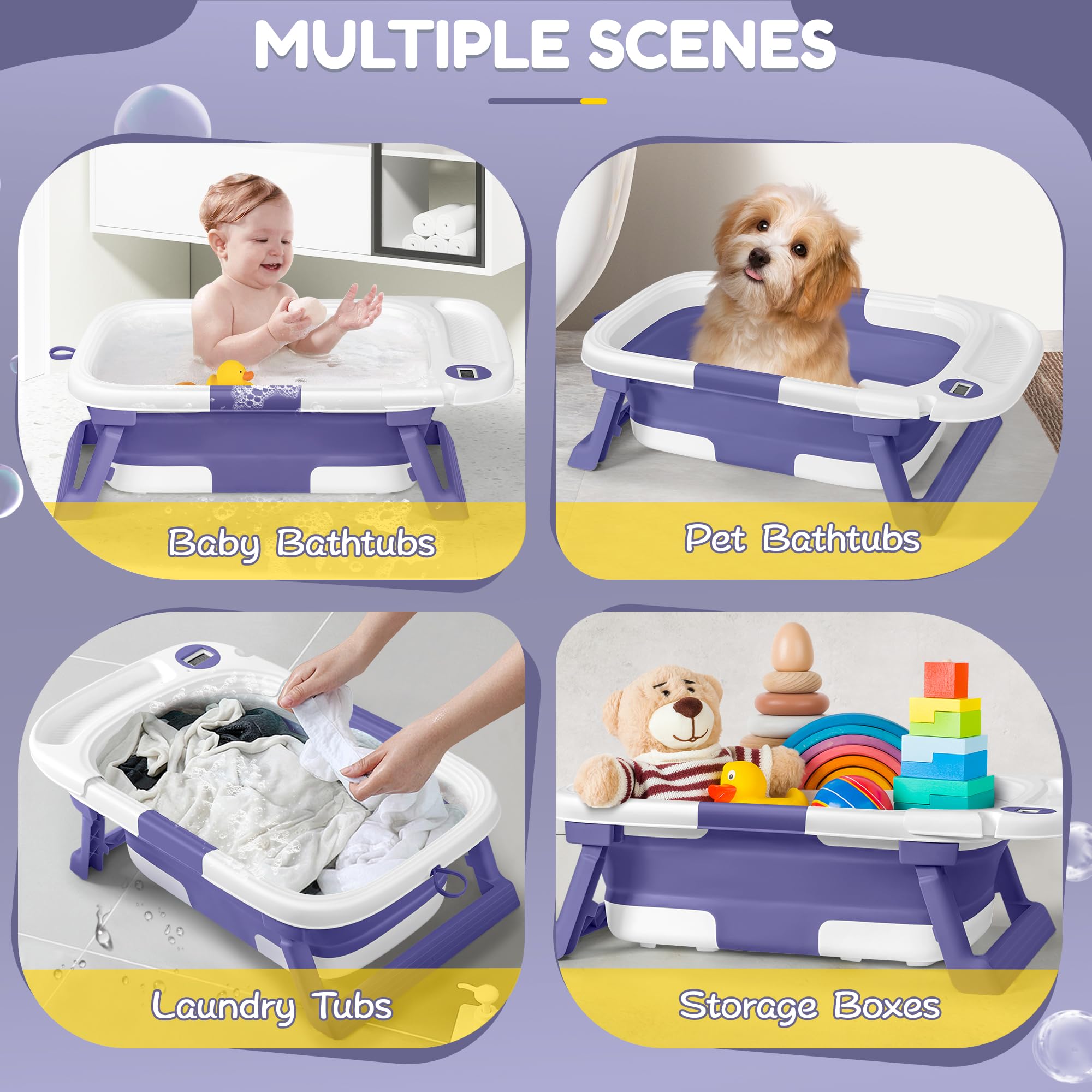 QueenFul travel-friendly tub folds flat, ideal for hotels or car trips.