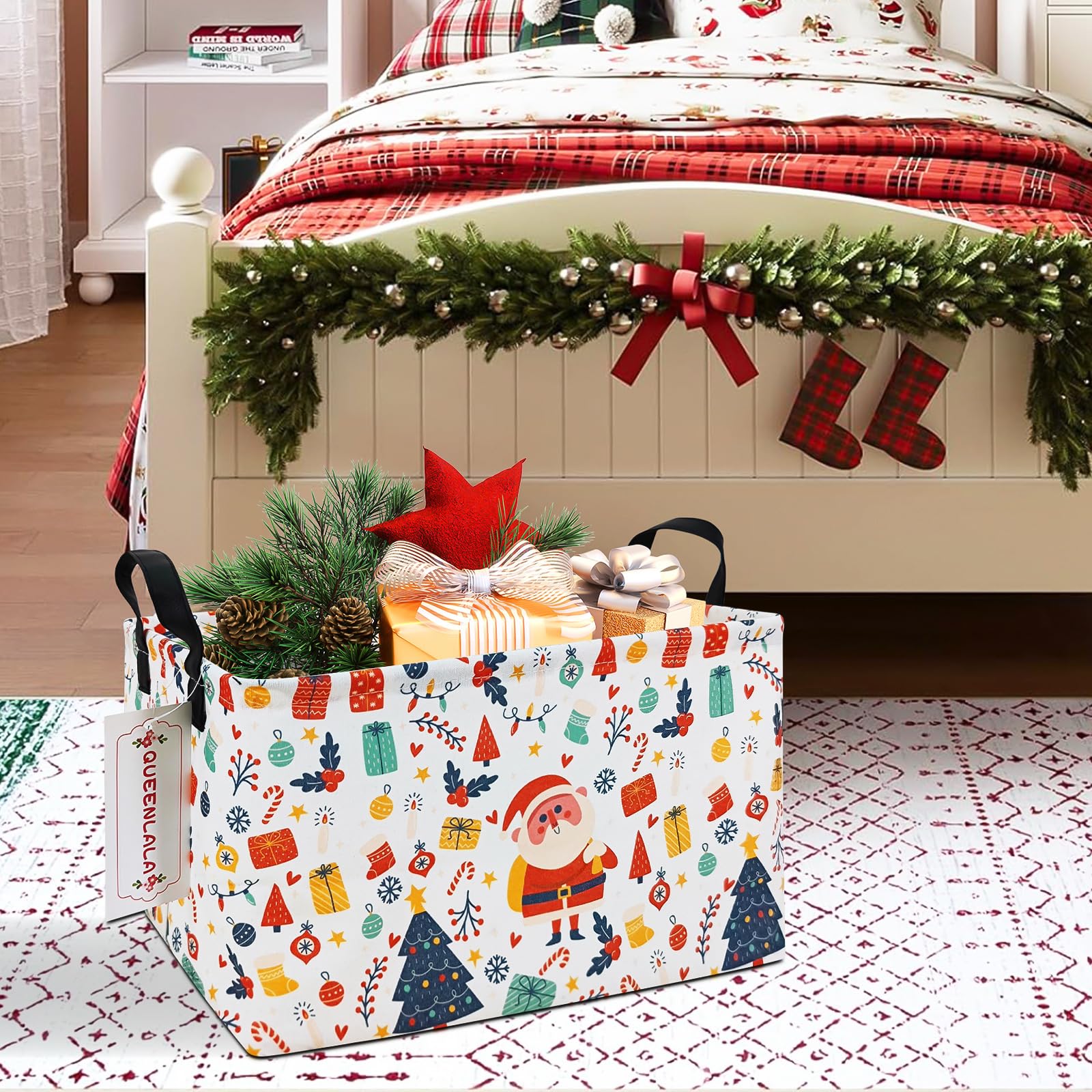 QUEENLALA bedroom closet storage basket helps organize clothes and accessories.