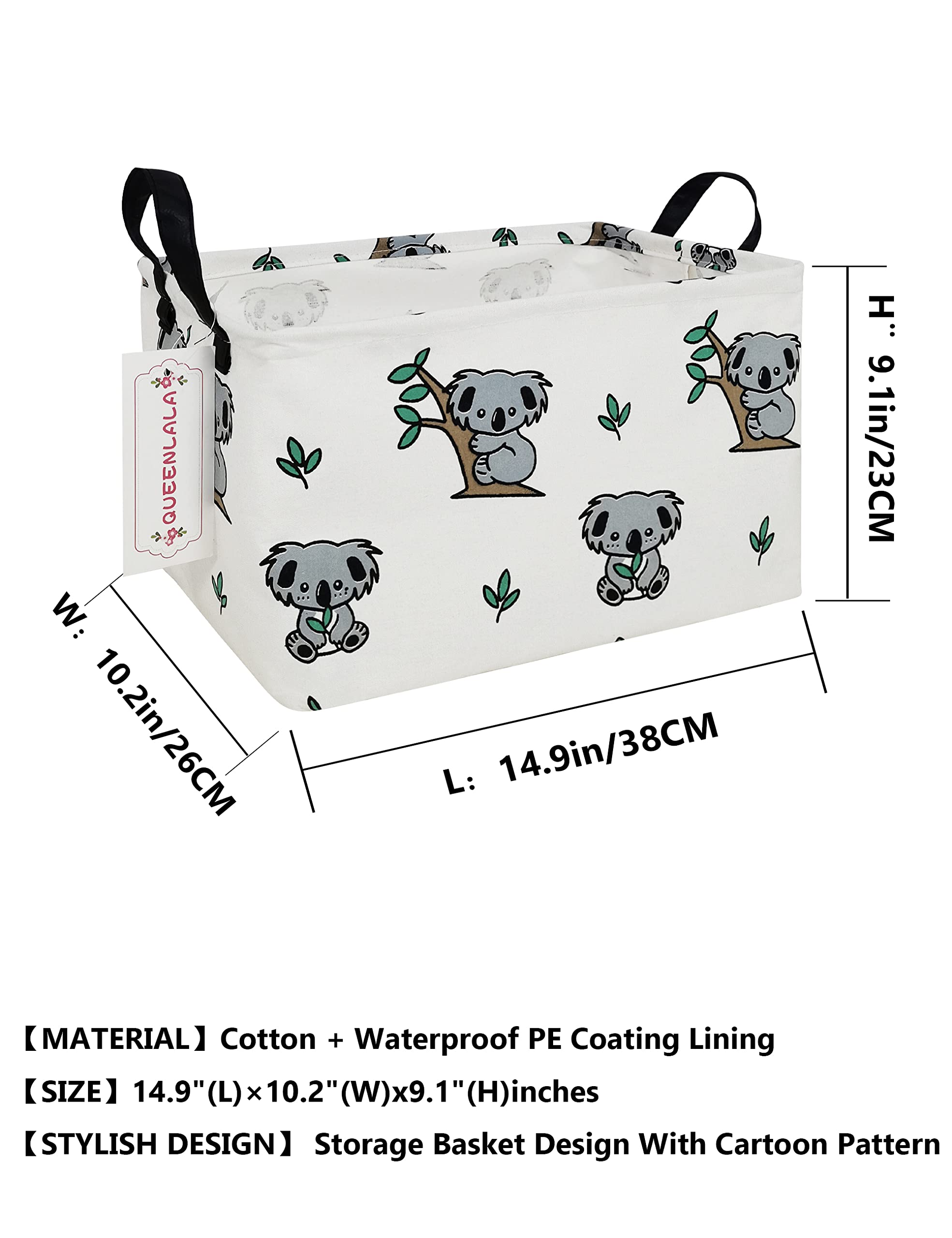 QUEENLALA rectangular laundry hamper material—durable fabric with waterproof coating.