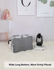 QUEENLALA rectangular laundry hamper showing dirty clothes organization in a bedroom.