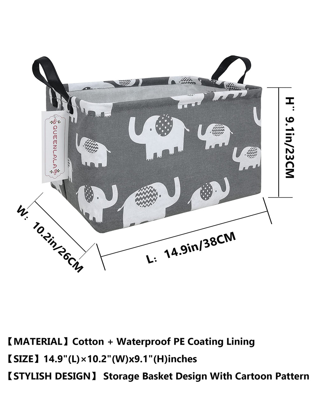 QUEENLALA rectangular laundry hamper with waterproof coating prevents leaks.