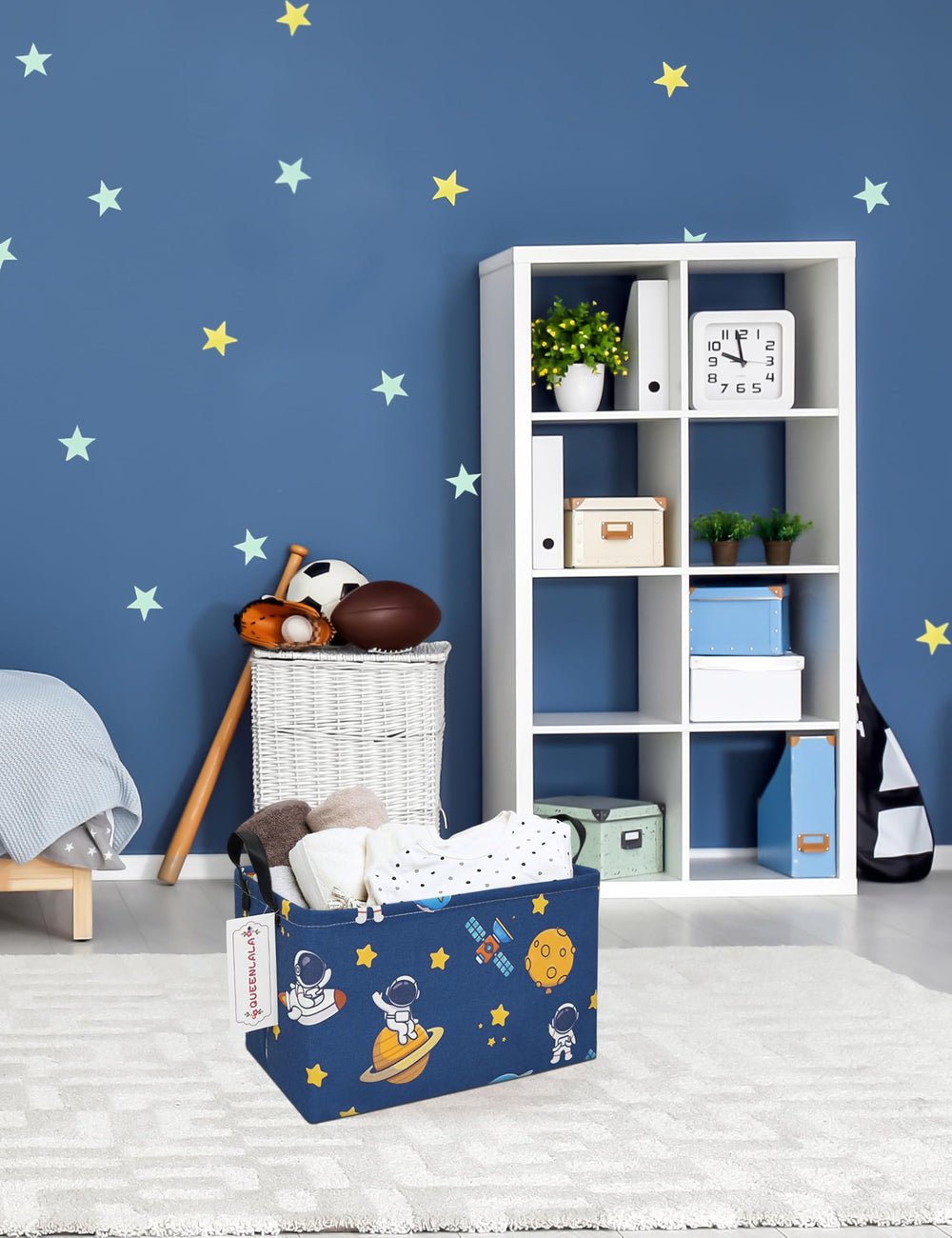QUEENLALA toy storage bin in kids room for tidy play space