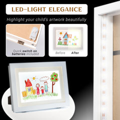 Queens of Pentacles USA LED artwork frame storage-open—holds up to 150 drawings for easy organization.