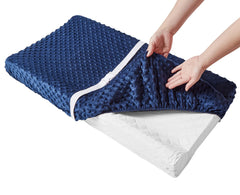 QUENESS Baby Changing Pad Cover Estate Blue stitching detail highlights durable seams.