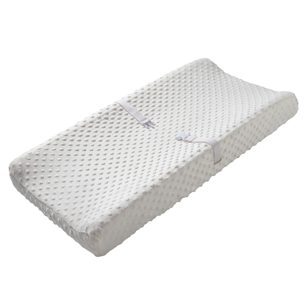 QUENESS baby changing pad cover front view with soft plush dots for gentle contact