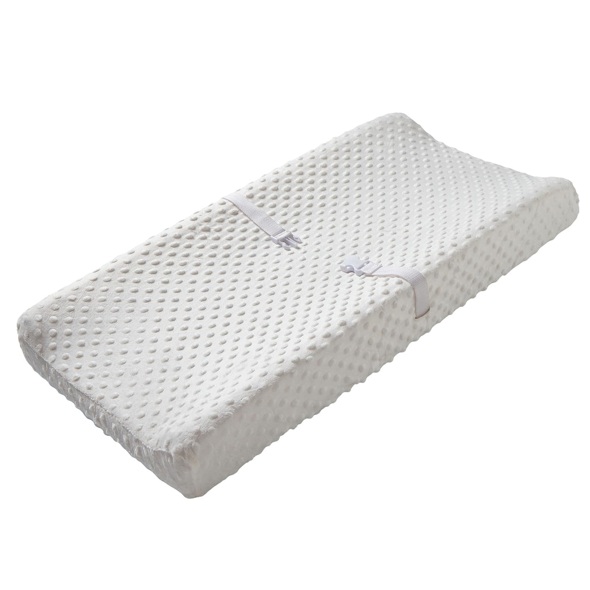 QUENESS baby changing pad cover front view with soft plush dots for gentle contact