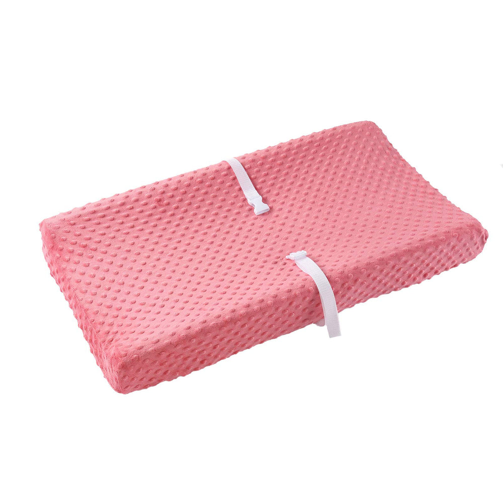QUENESS strawberry red closeup shows ultra-soft fabric for baby's comfort during diaper changes.