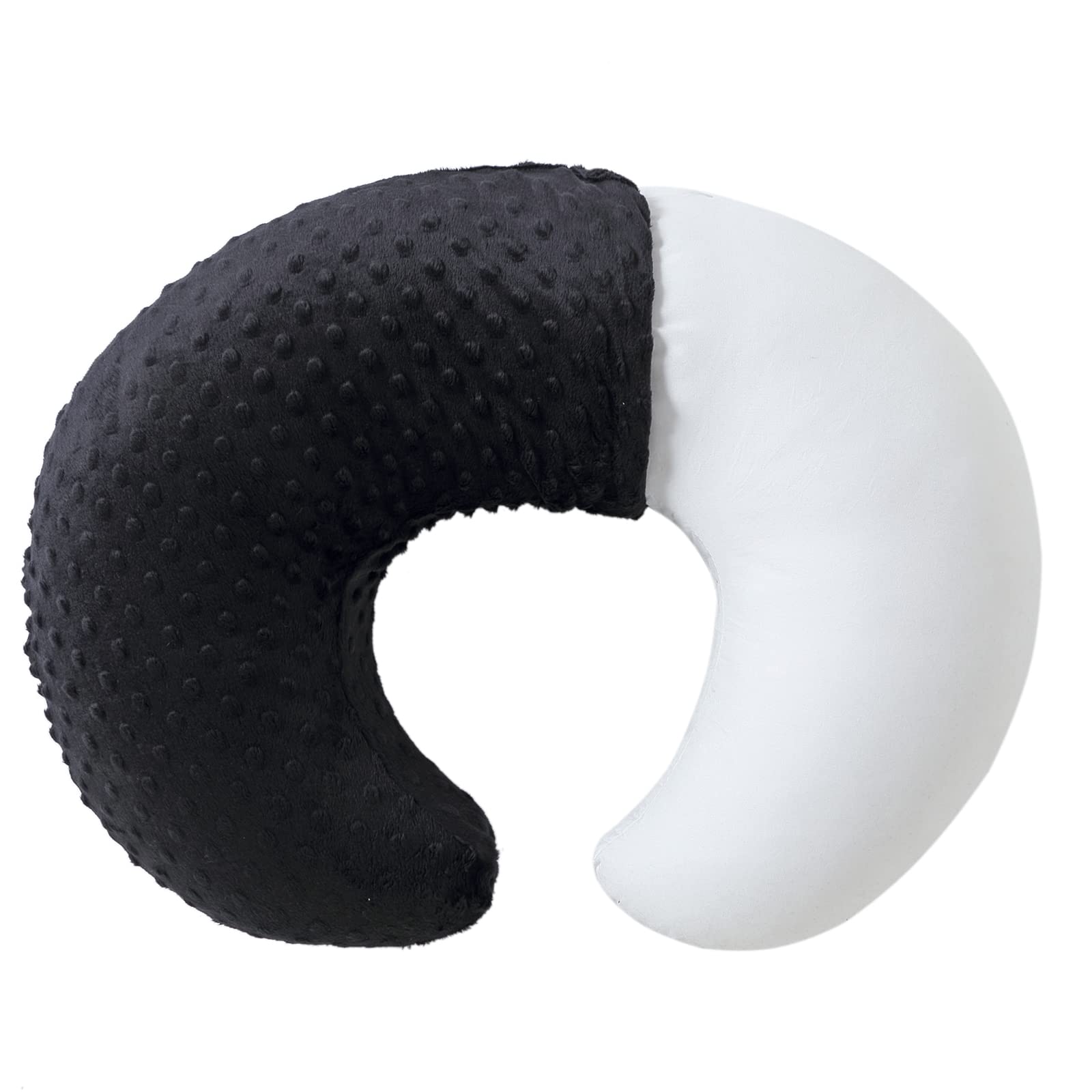 QUENESS BABY nursing pillow black cover shows breathable fleece for comfy baby lounging