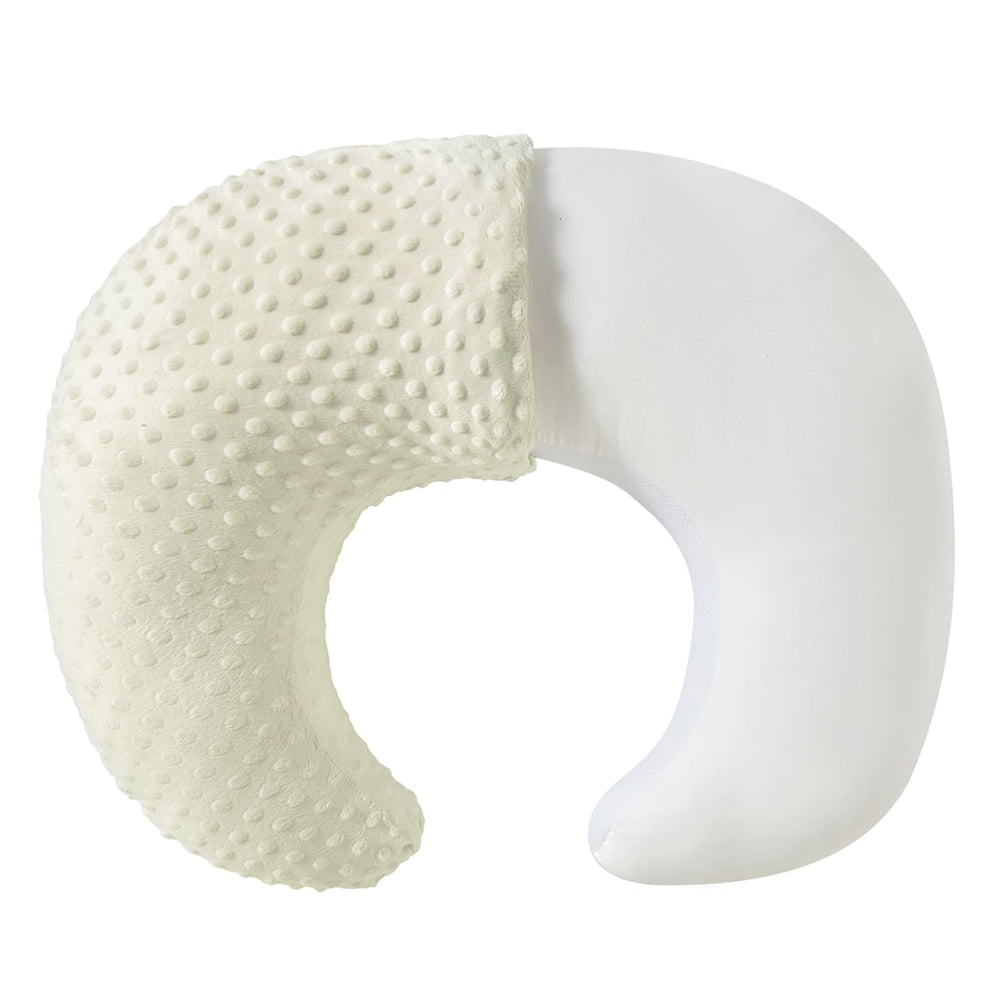 QUENESS extra large nursing pillow cream-yellow front view shows generous feeding support