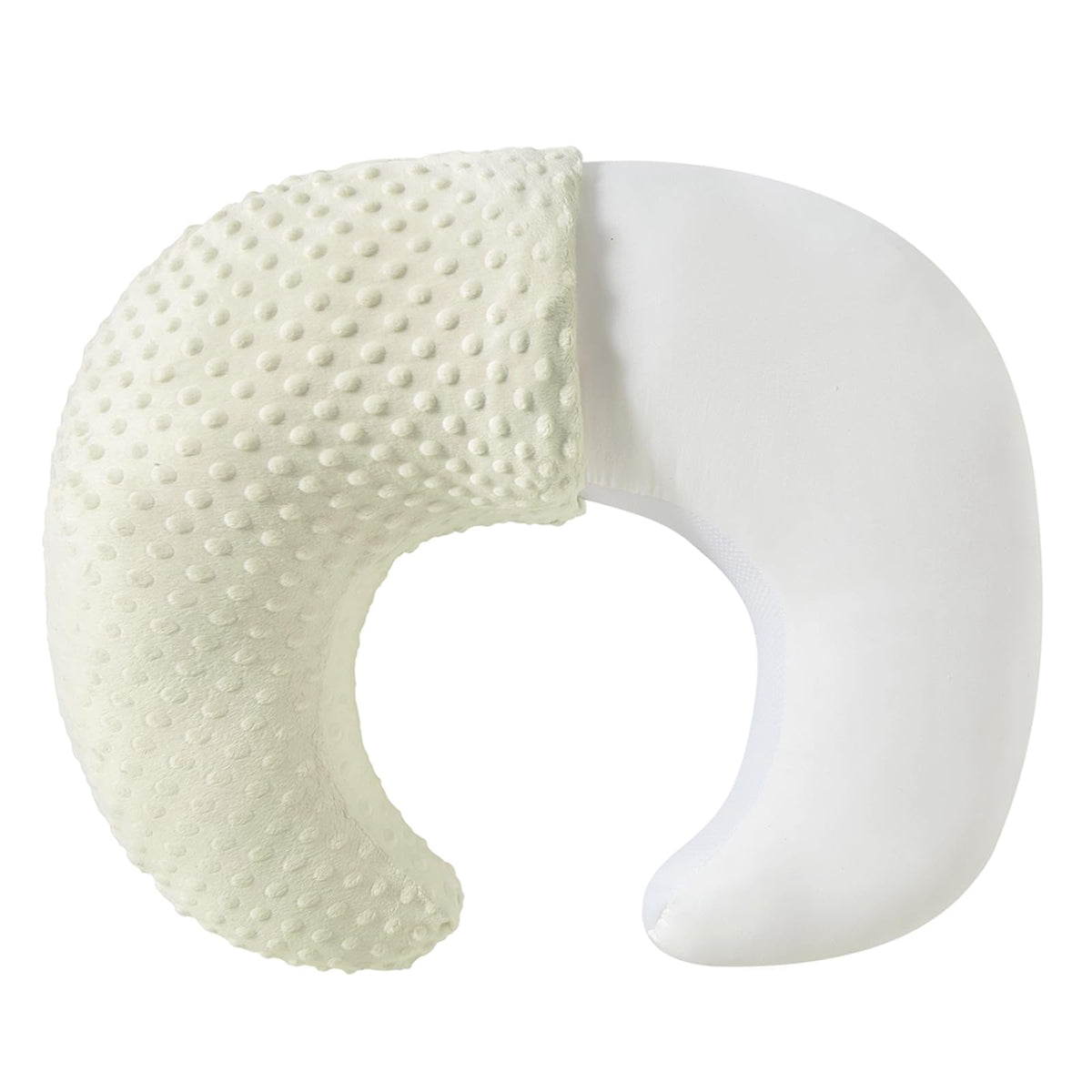 QUENESS extra large nursing pillow cream-yellow front view shows generous feeding support