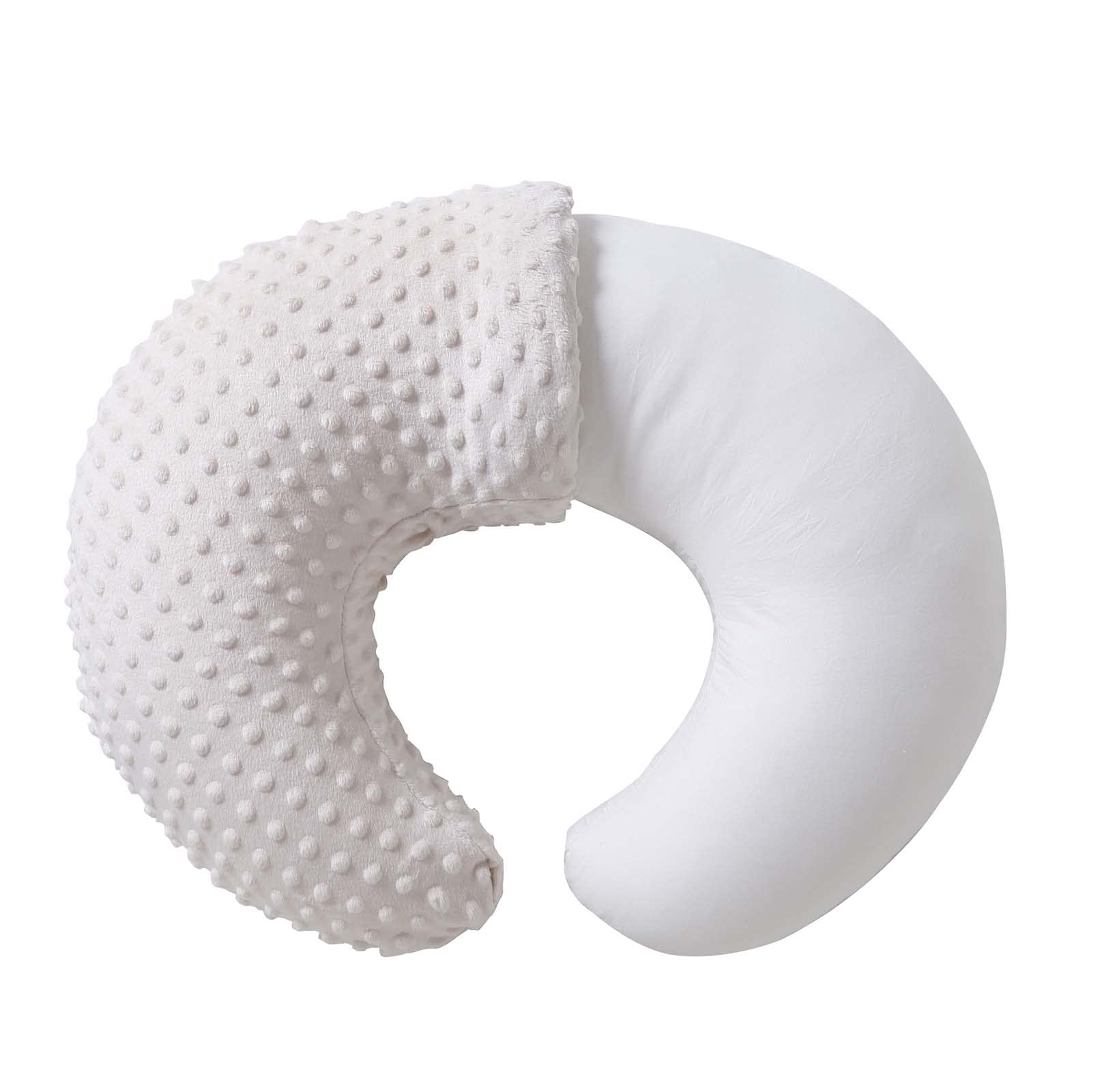 QUENESS Nursing Pillow beige full setup shows spacious design for comfortable feeding.