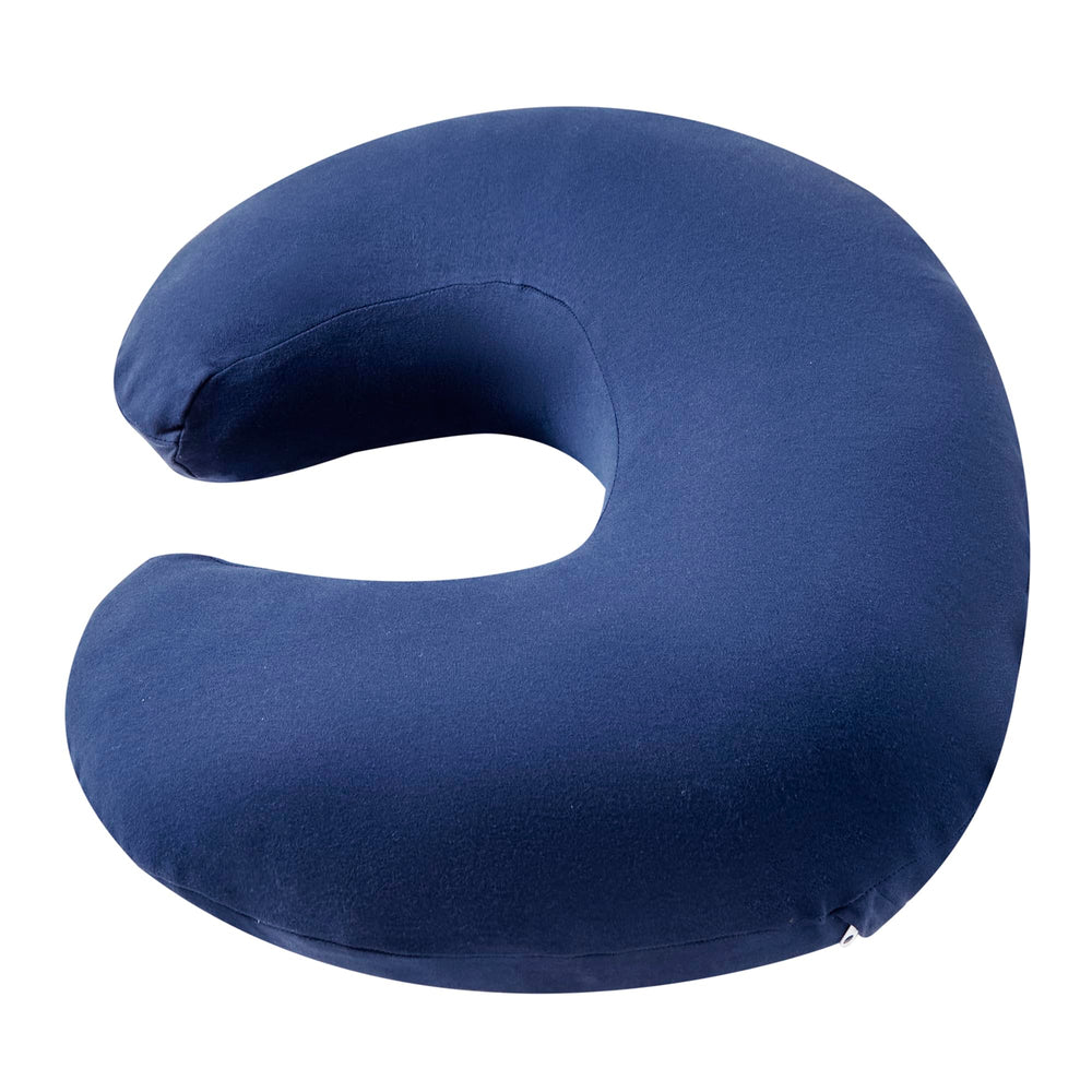 QUENESS nursing pillow closeup highlights natural jersey cotton cover softness