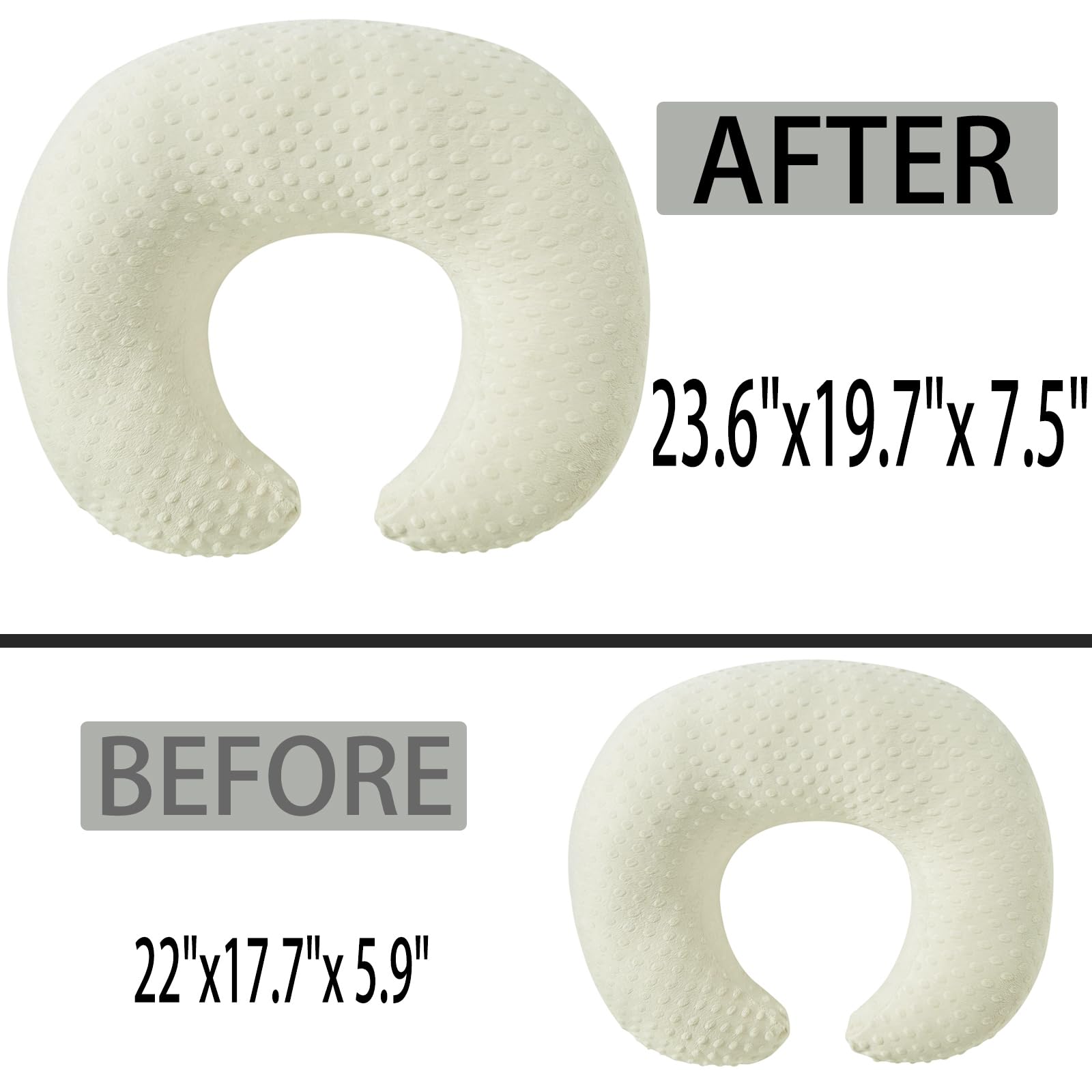 QUENESS nursing pillow cover removable zipper close-up for easy cleaning