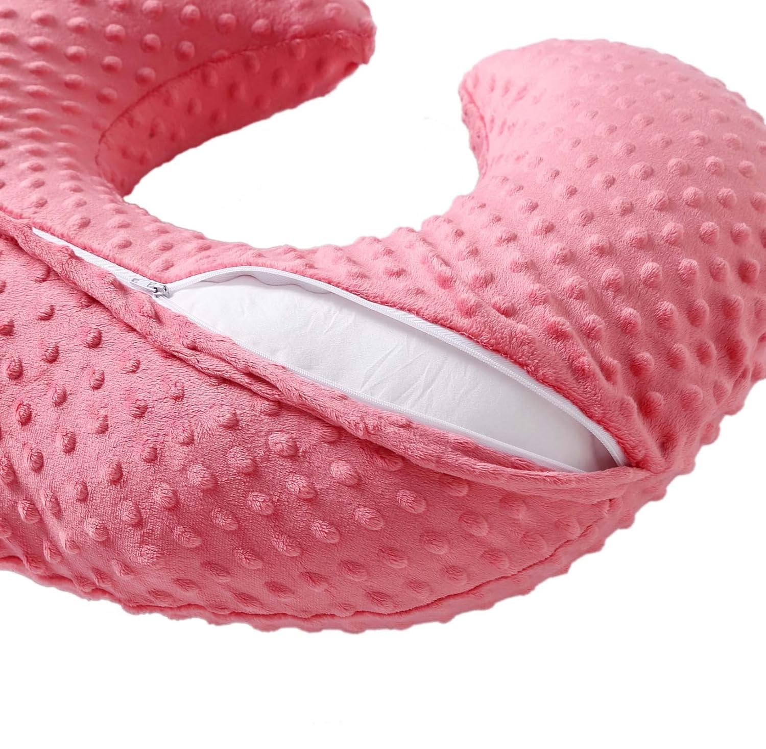 Queness nursing pillow cover StrawberryRed colorway adds bright nursery style.