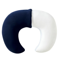QUENESS nursing pillow in dark blue cover shows ergonomic feeding support