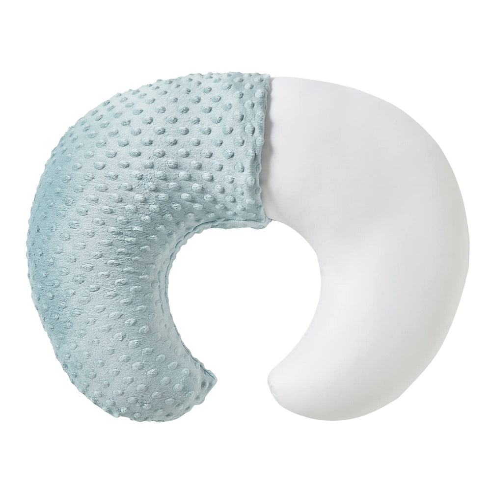 QUENESS Nursing Pillow full view in cloud blue supports comfortable feeding for mom and baby