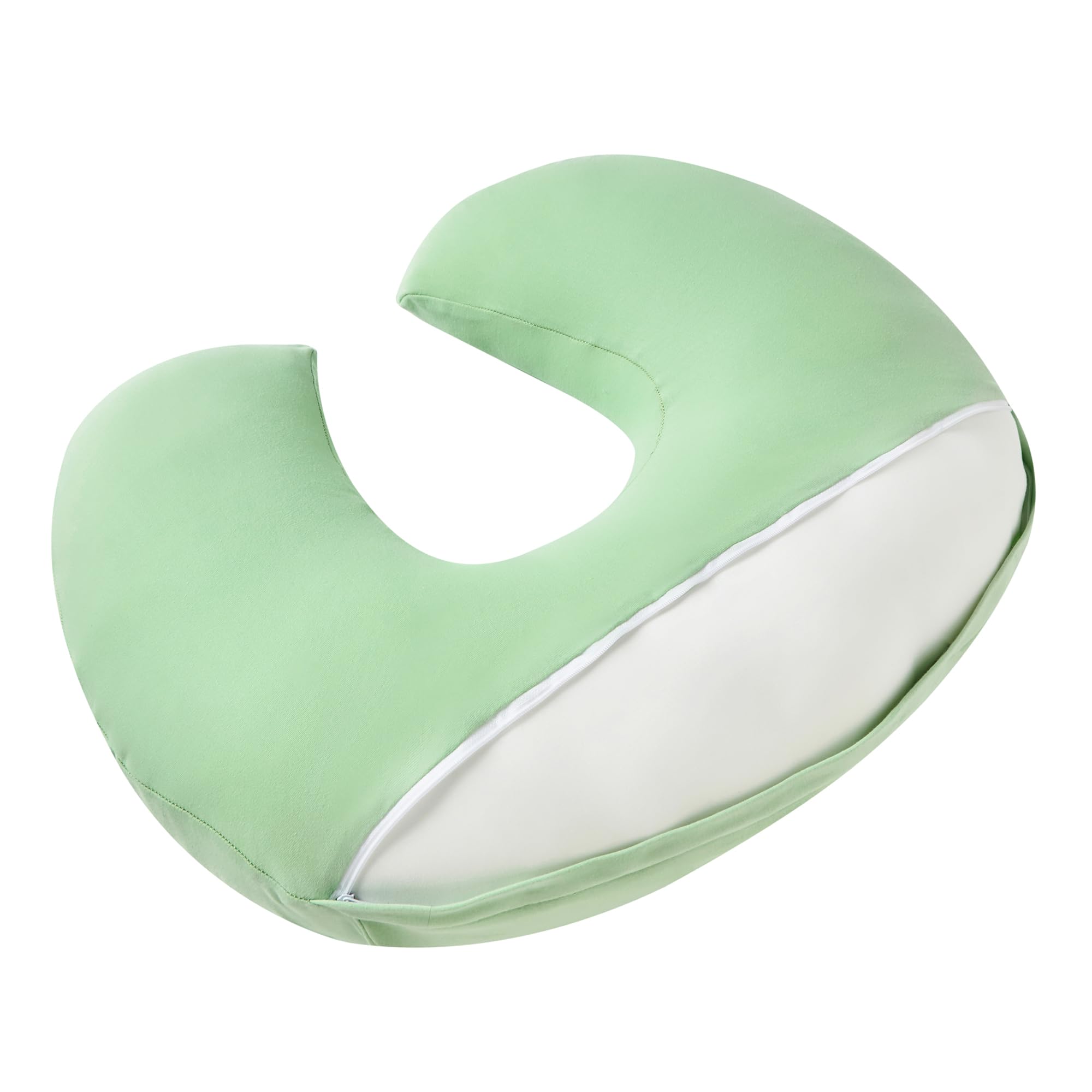 QUENESS nursing pillow green multi-use setup for feeding and tummy time.