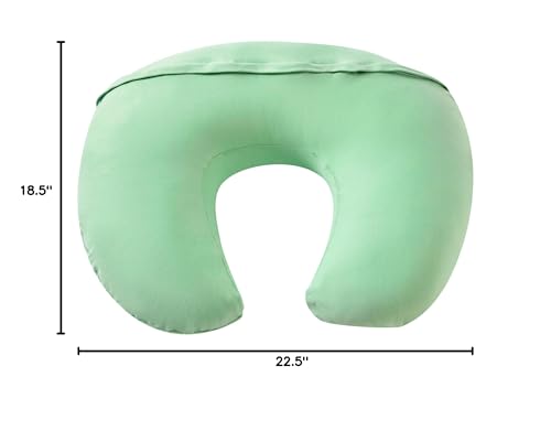 QUENESS nursing pillow green removable cover being washed for easy care.