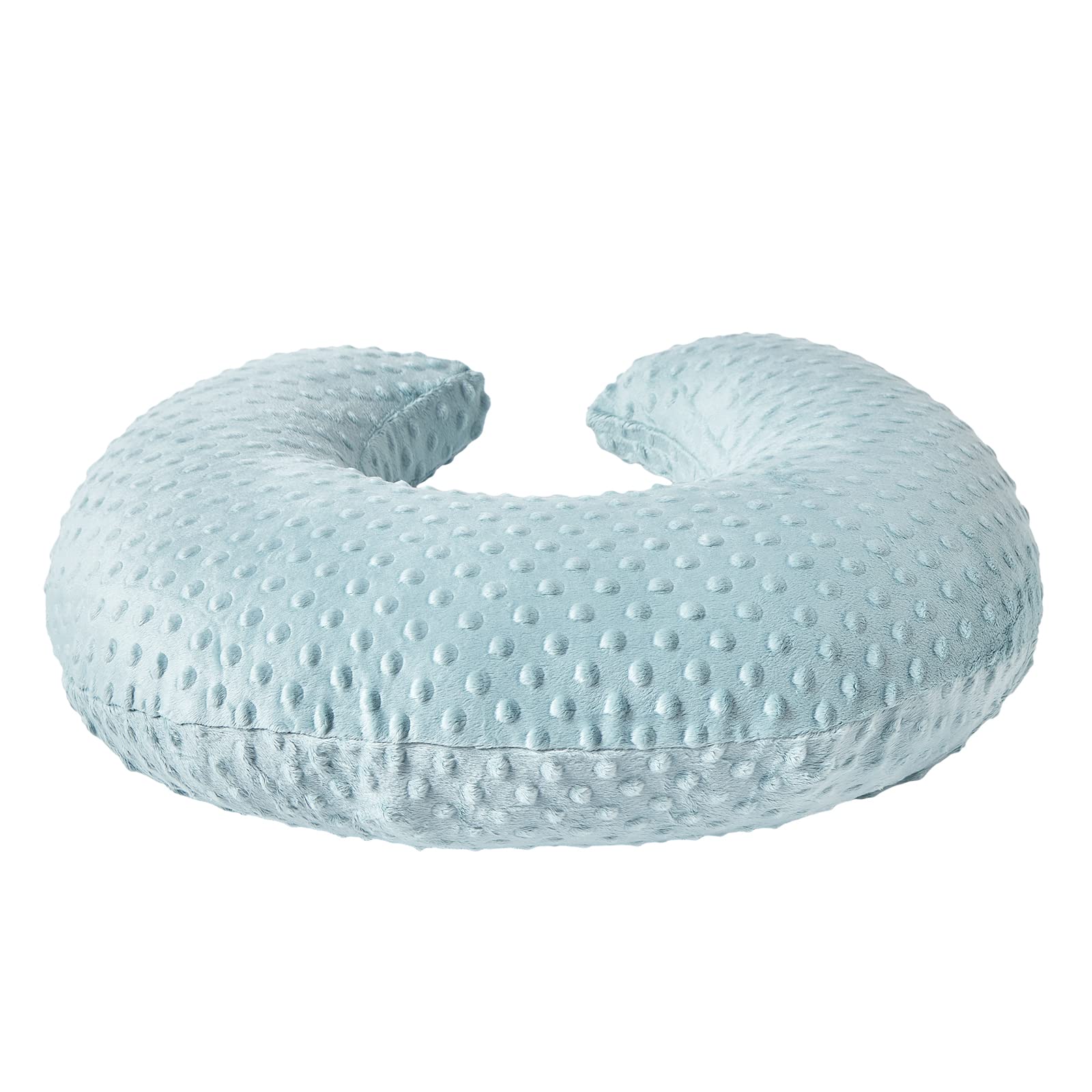 QUENESS Nursing Pillow machine-washable-cover illustrates simple cleanup after meals and spills