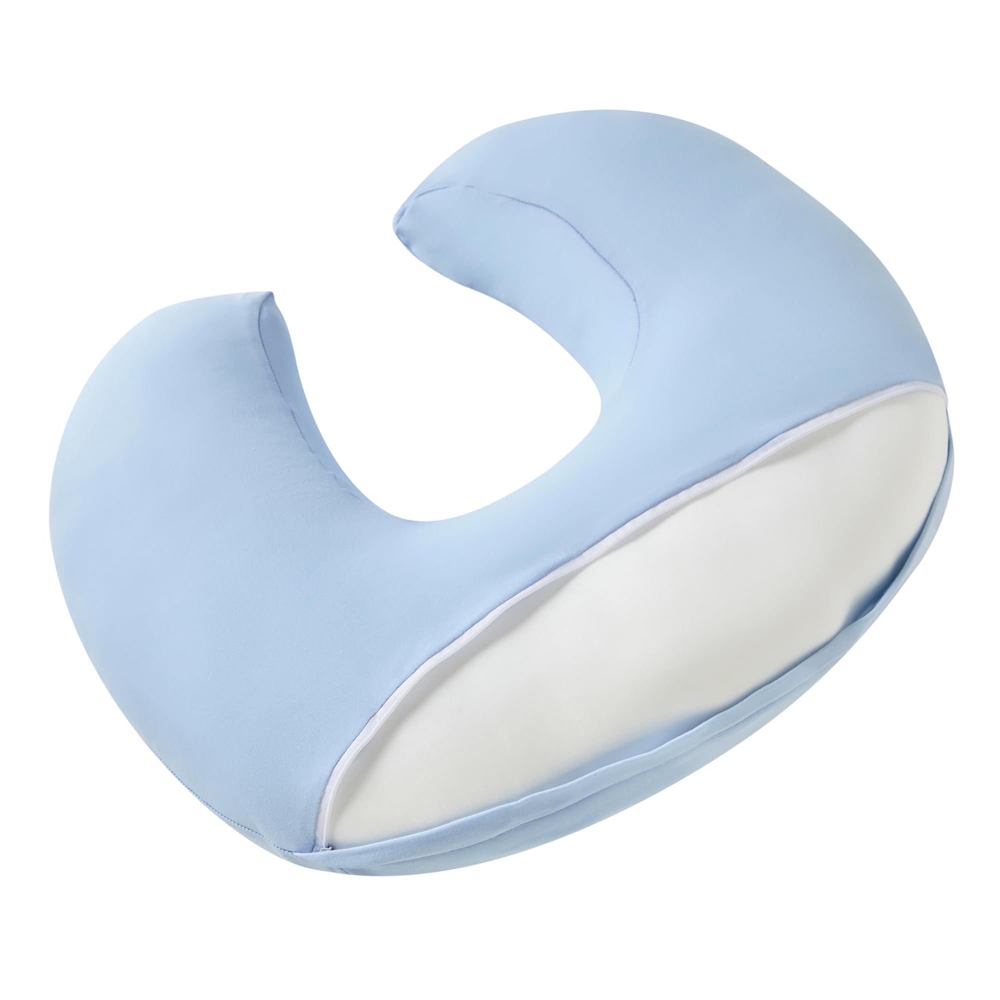 QUENESS nursing pillow natural cotton cover closeup reveals breathable, durable fabric.