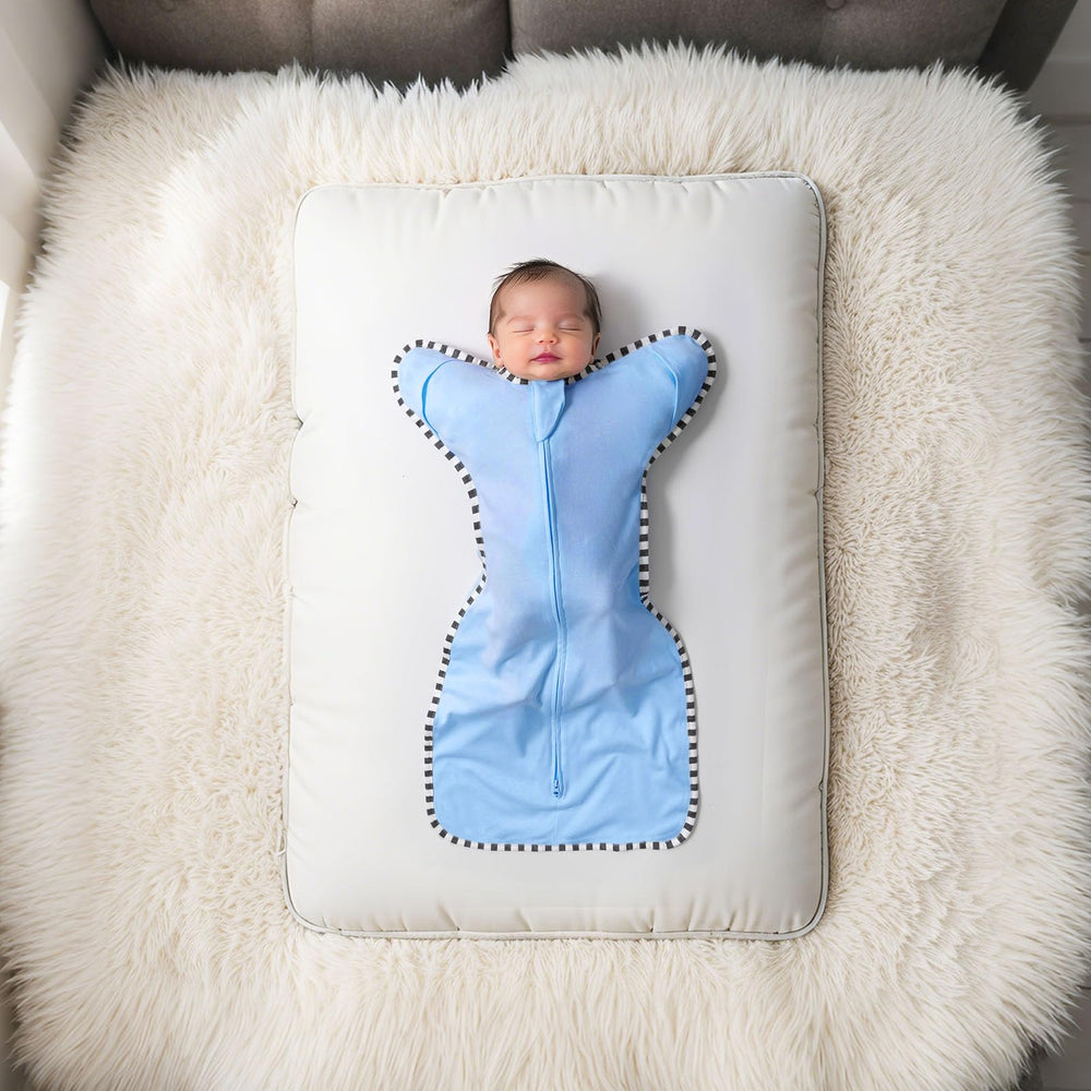 QUENESS Transition Swaddle 2-way zipper enables easy diaper changes with skin-friendly design