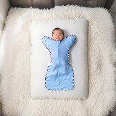 QUENESS Transition Swaddle 2-way zipper enables easy diaper changes with skin-friendly design