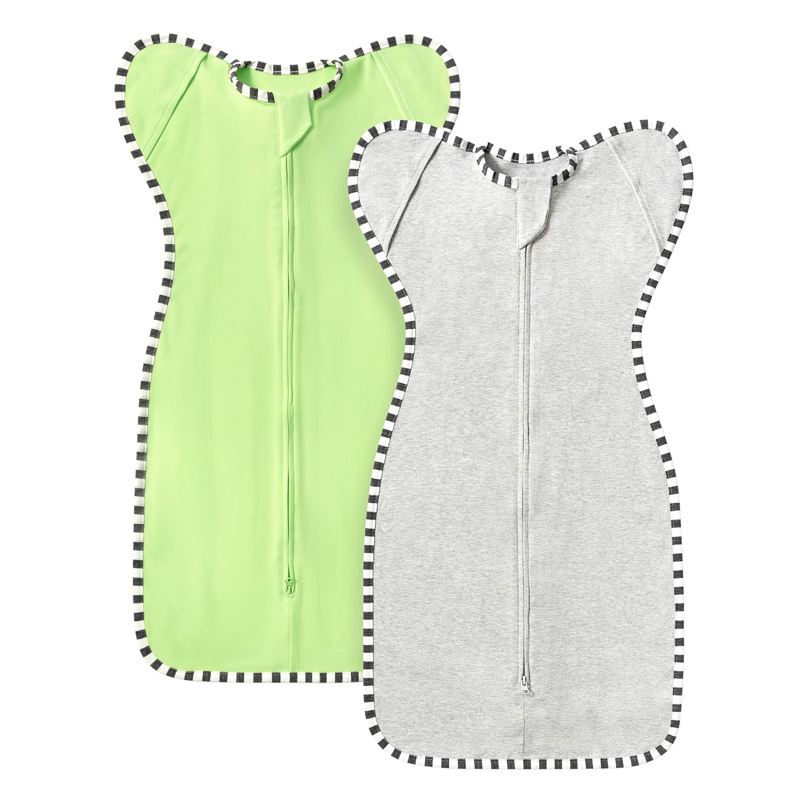 Queness Transition Swaddle pack front view shows dual-color newborn comfort