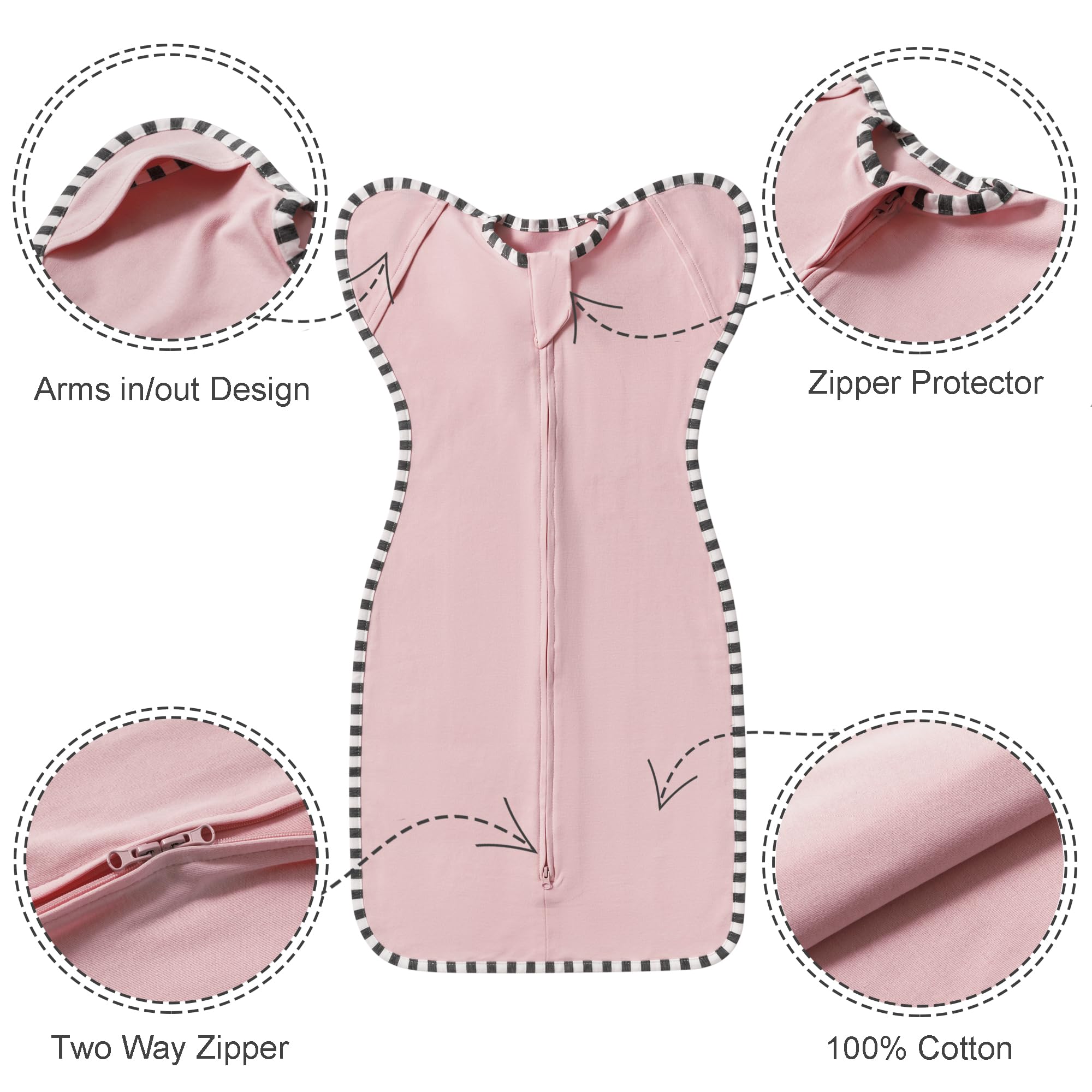 QUENESS Transition Swaddle purple fabric close-up highlighting soft cotton touch.